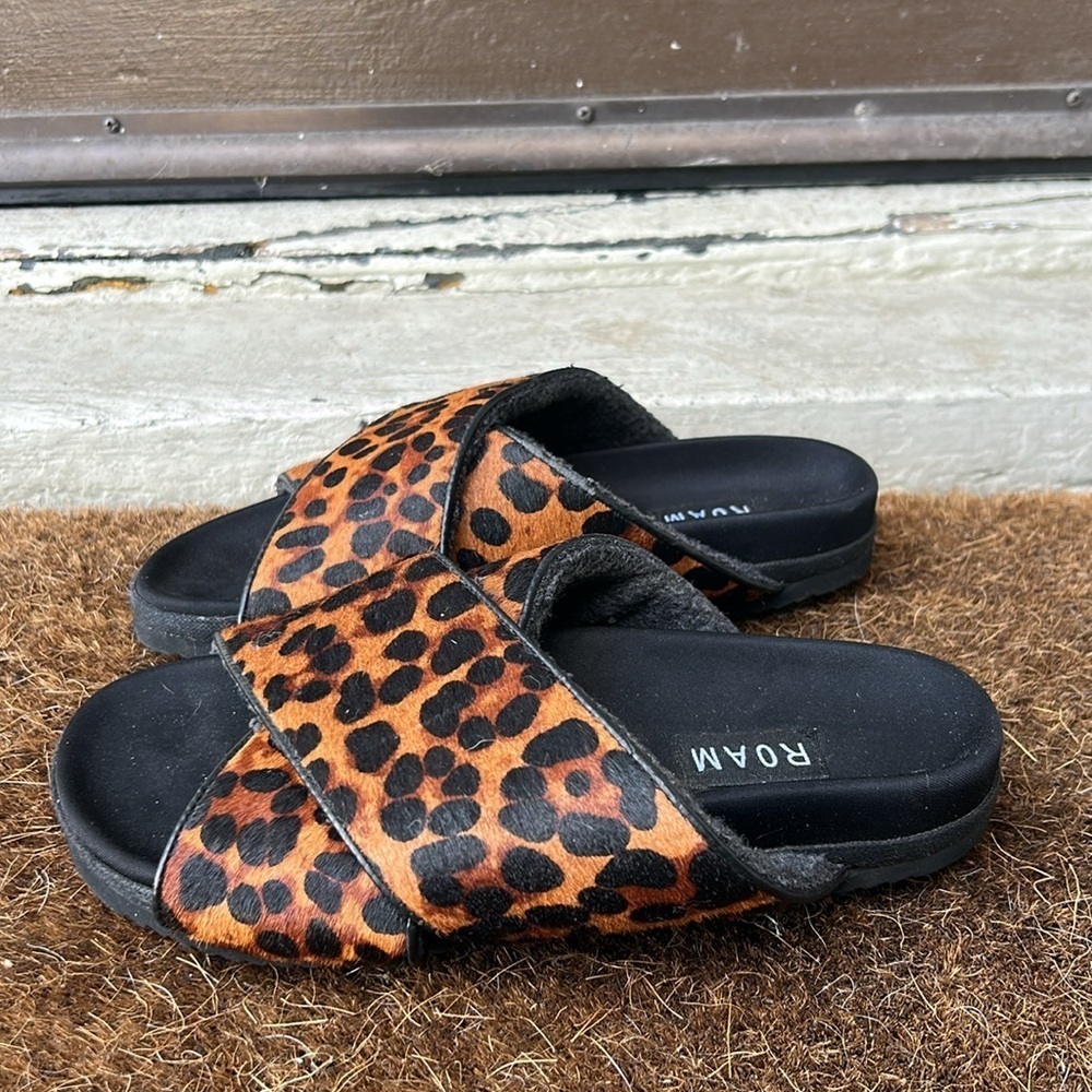 Roam Leopard Print Slides Cross Slides Roam Sanda… - image 3